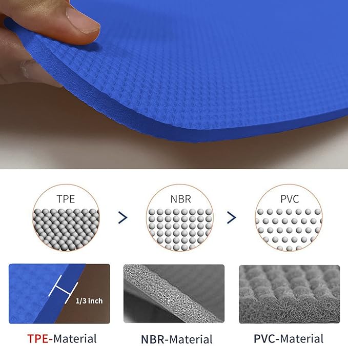 Hatha Yoga Thick TPE Yoga Mat 72"x 27"x1/3 inch Non Slip Eco Friendly Exercise Mat for Yoga Pilates & Floor Workouts