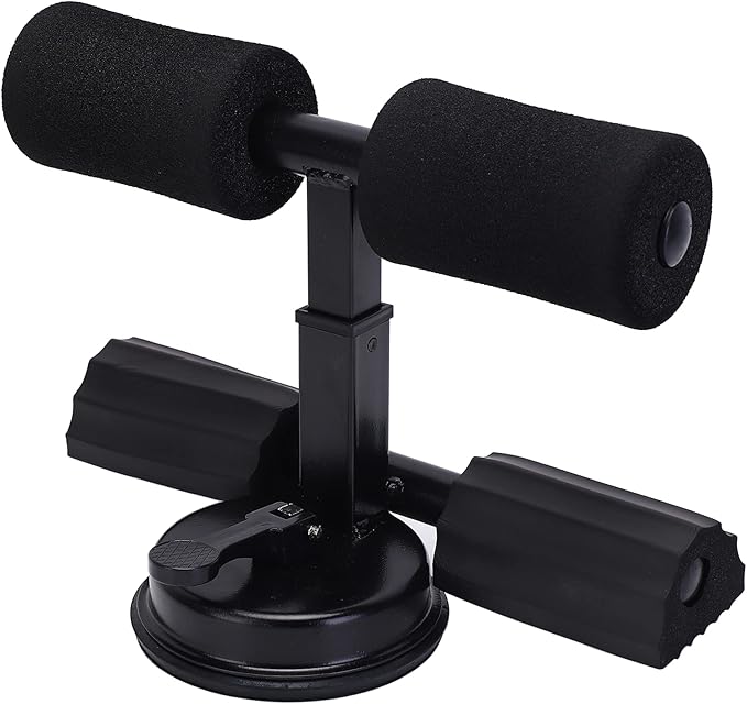Black Sit Up Bar for Home Workouts - Abs Exercise Equipment with Foot Holder & Suction Cup Anchor