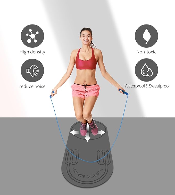 Non-Slip Jump Rope Mat Shock Absorption Rope Skipping Mat for Adults & Children Home Indoor Workout Exercise Mat
