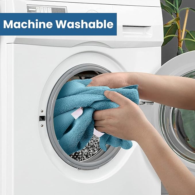 DAN RIVER 24-Pack Blue Microfiber Towels – Ultra Absorbent, Lint-Free & Streak-Free wash Cloths Kitchen for Home & Car - Must-Have Cleaning Essentials - 12" x 12"