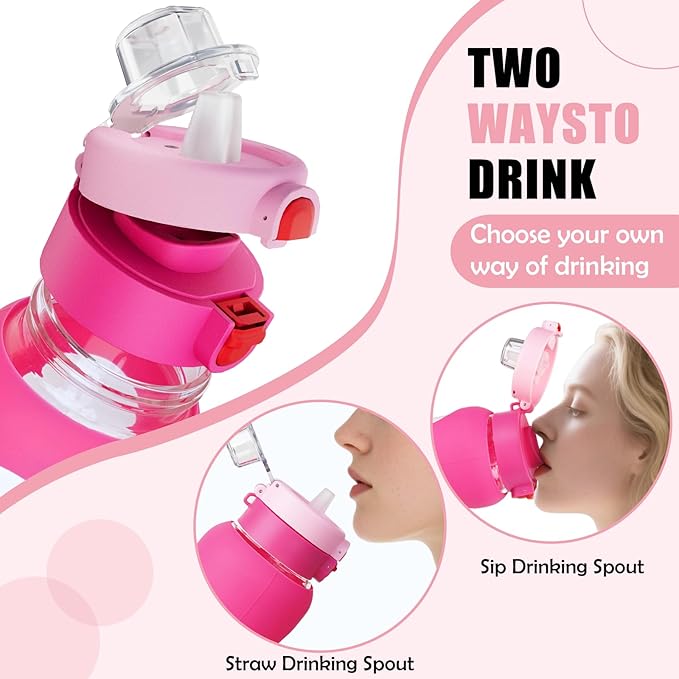 ANOTION 40OZ Glass Water Bottle, Large Sports Water Bottle with Dual-Drink Lid Clear Leakproof Glass Bottles with Straw, Motivational Jug with Silicone Sleeve and Time Marker for Travel Gym-Pink