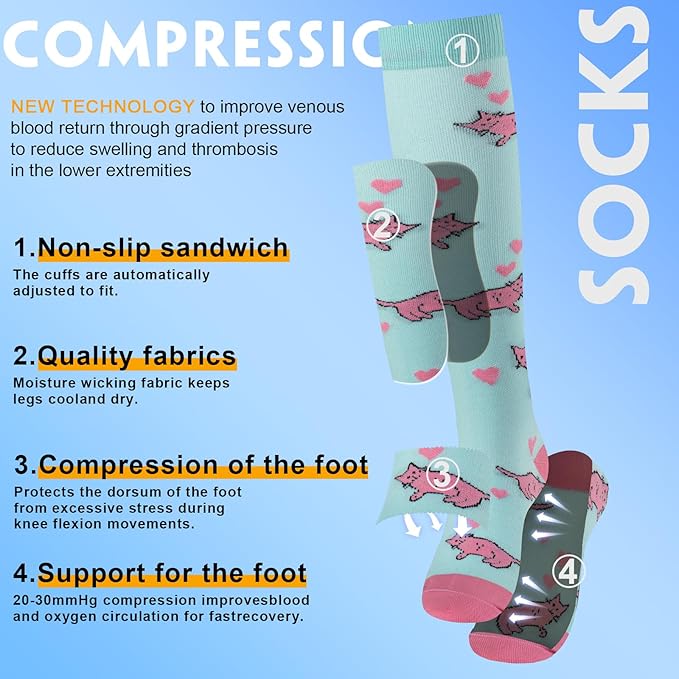 bropite Compression Socks for Women & Men Circulation-Support Knee High Socks 20-30 mmhg-Best for Running,Medical,Nurse,Travel