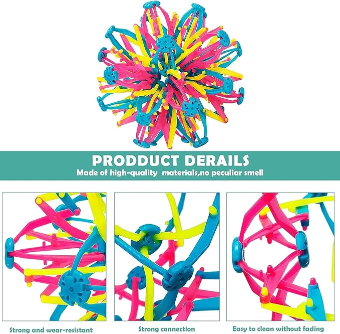 2PCS Expandable BreathingColorful Inflatable Ball Expandable Magic Ball - Stress Reliever Fidget Toys - Breathing Magic Collapsible Ball Toys for Kids & Adults Stress Needs - for Yoga,ADHD (2PCS)