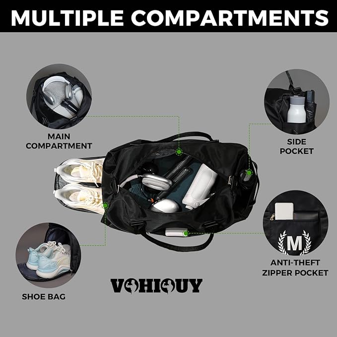 Gym Bag with Shoe Compartment - Personalized Monogrammed Duffle for Sports, Travel, and Workout with Initials