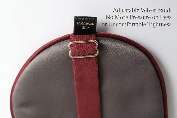 Premium Handcrafted 25 Momme Mulberry Silk Eye Mask for Sleeping (Red Velvet)