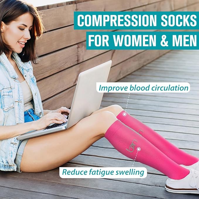 BLUEENJOY Copper Compression Socks for Women & Men (6 pairs) - Best Support for Nurses, Running, Hiking, Recovery