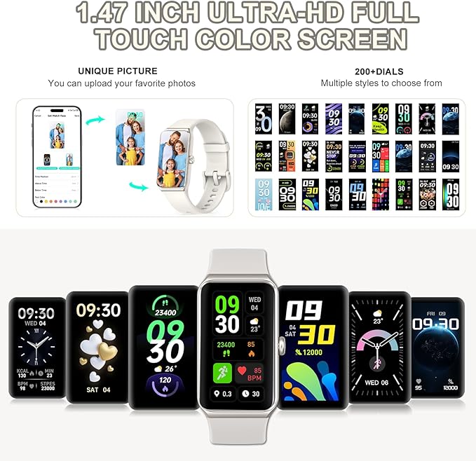 Fitness Tracker, Fitness Watch with 24/7 Heart Rate, Blood Oxygen Blood Pressure, Step Counter Sleep Tracking, 100+ Sports Modes Smart Watches, Activity Pedometer for Women Men