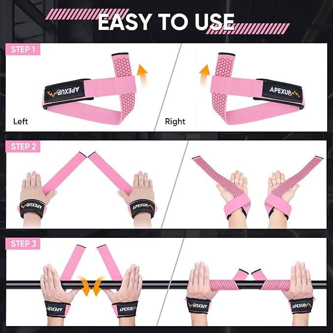 APEXUP Weight Lifting Straps for Weightlifting, Lifting Wrist Straps Gym, Deadlift Strap, Anti Slip Silicone Weightlifting Strap Men Women Powerlifting, Strength Training