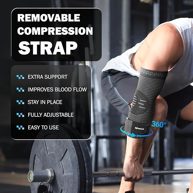 POWERLIX Elbow Brace Compression Support - Elbow Sleeve for Tendonitis, Tennis Elbow and Golfer's Elbow Treatment, Arthritis, Fitness, Weightlifting and More - Elbow Pain Relief 2025