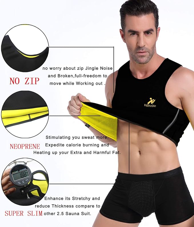 Sweat Vest for Men Neoprene Waist Trainer Tank Weighted Vest Waist Trimmer Sauna Suit Running Vest