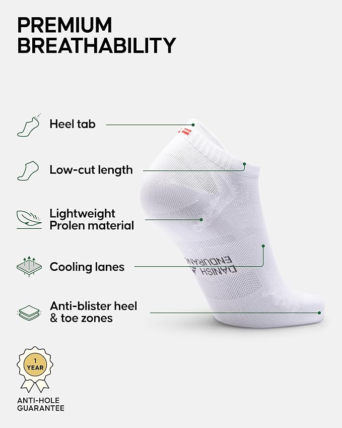 DANISH ENDURANCE Low-Cut Athletic Socks, Moisture Wicking, Men & Women, 3-Pack