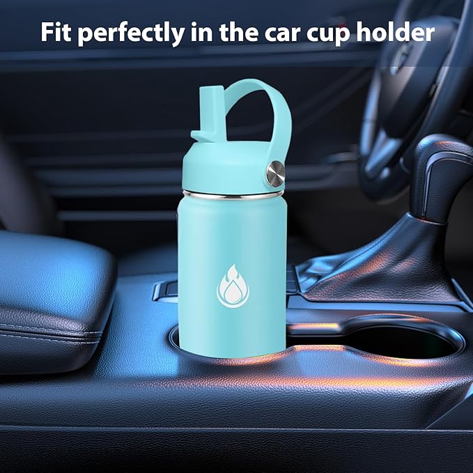 SENDESTAR Stainless Steel Wide Mouth Water Bottle 24oz Double Wall Vacuum Insulated Leak Proof Bottle with New Flex Straw Lid & Spout Lid XIN-MC-0750-1