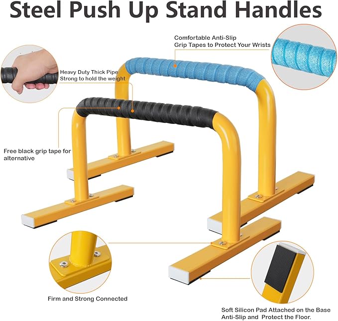 Strength Training Parallettes Push Up Bars, Pushup Handles Calisthenics Equipment for Home Workout, Anti-slip Gymnastics Bars, Handstand & Dip Bar for Outdoor Exercise