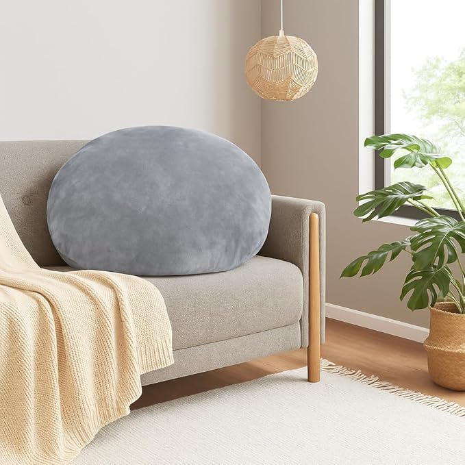 Codi Meditation Cushions Set of 2 – Large Round Floor Pillows for Adults with Removable Washable Cover, Soft and Supportive Floor Cushion for Yoga, Seating and Dog Bed, 32 inch - Grey