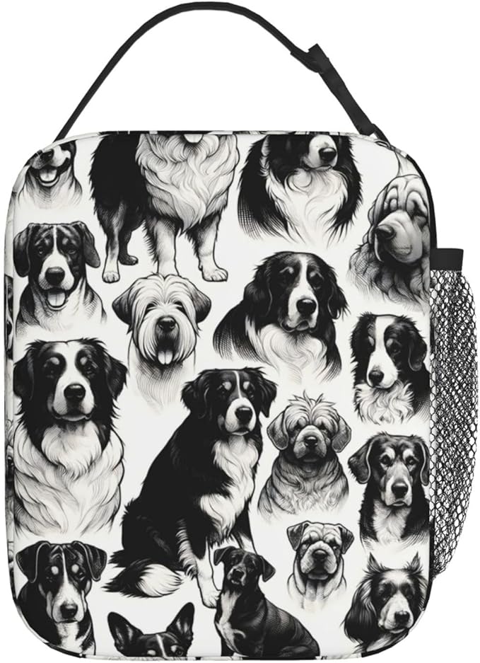 Cute Dog Lunch Box for Kids,Puppy Insulated Bag for Student,Pet Lovers Reusable Thermal Insulation Cooler Tote Bags for School Work Picnic Camping Outdoor Gifts (Dogs)