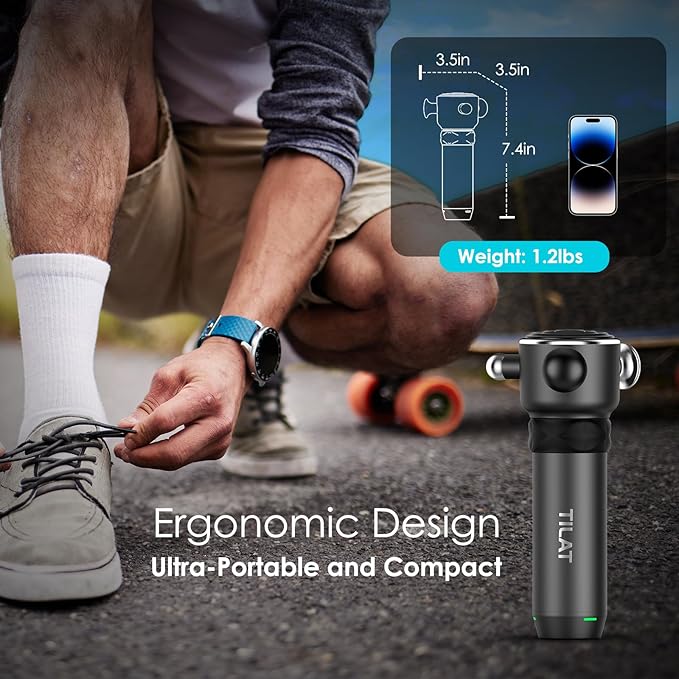 Massager Gun Deep Tissue, Cordless Vibrating Muscle Massage Gun - Handheld Mini Massager for Back, Neck and Fascial Binding - Targetred Trigger Point Therapy Massage Gun