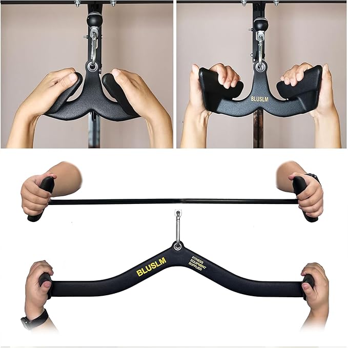 LAT Pull Down Bar for Cable Machine, LAT Pulldown Attachments T Bar V Bar Cable Attachment, Back Tricep Bar Strength Training Handle