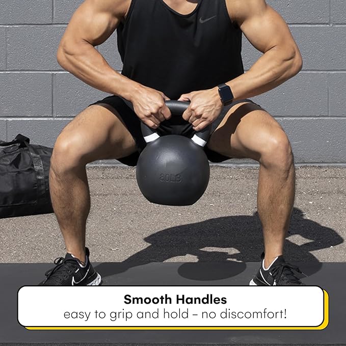 Kettlebell Kings Powder Coated Kettlebell Weights 5-90 LB | Workout Gym Equipment & Strength training sets for Women & Men | Durable Coating for Grip Strength, Rust Prevention