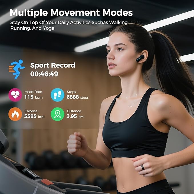 Smart Ring for Women & Men, Health Monitoring Ring with Heart Rate, Blood Oxygen,Blood Pressure, IP68 Waterproof Fitness Ring, Sleep Monitoring for iPhone and Android, No APP Fee (Rose Gold, 8#)