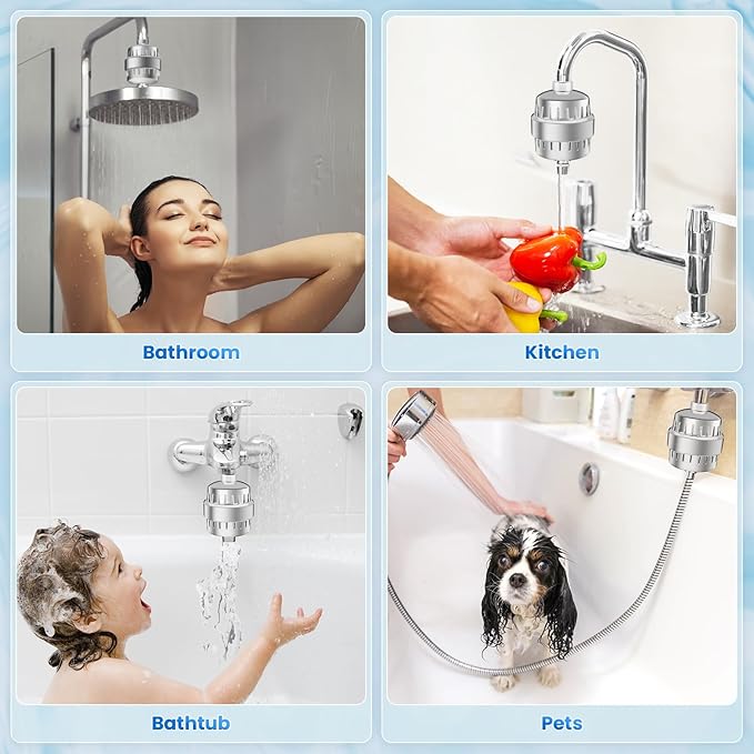 30 Stage Shower Filter, Shower Filter for Hard Water - High Output Shower Water Filter to Remove Chlorine Fluoride Heavy Metals, Improves the Condition of Your Skin, Hair and Nails