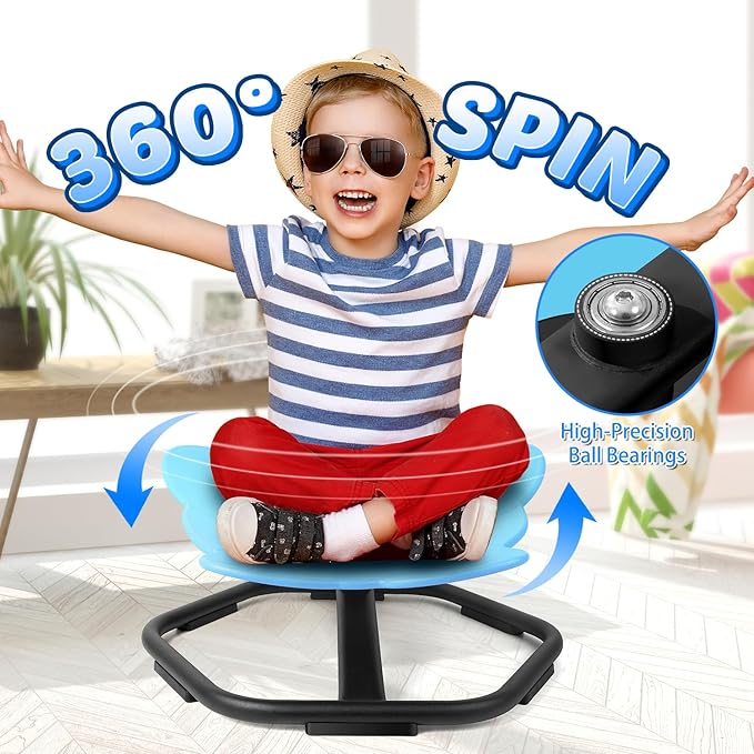 Elephant Swivel Chair for Kids, 360° Spinning Seat, Toddler Sit and Spin Wobble Chair, Sensory Balance Toys, Autism ADHD Chairs, Play Equipment Relief Motion Sickness for Boys Girls (Blue)
