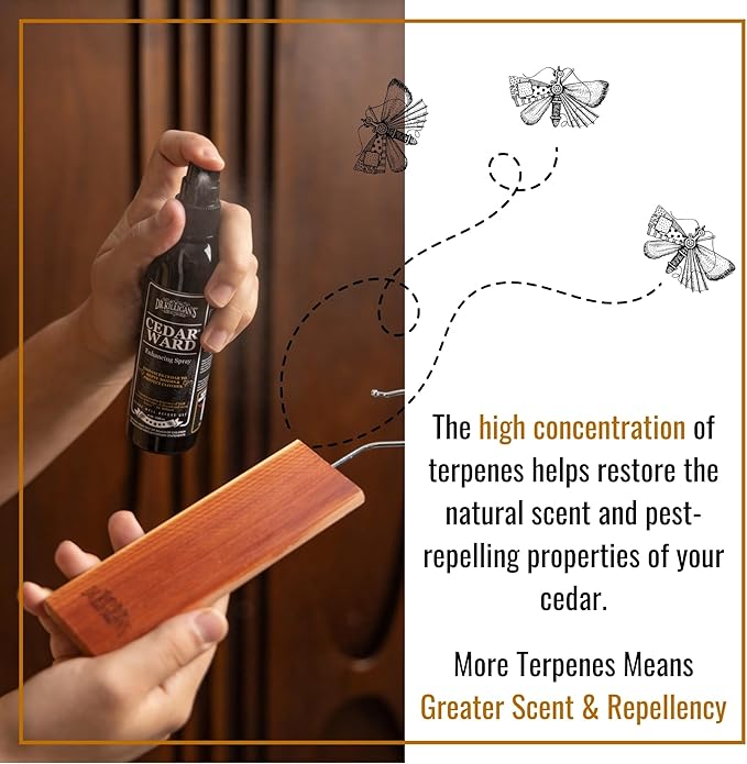 Dr. Killigan’s CedarWard Spray - 4 fl. oz. - Natural Cedar Oil Formula Restores Scent to Cedarwood Accessories, Closets, Drawers, Trunks, Chests, Pest and Moth Repellent for Clothes