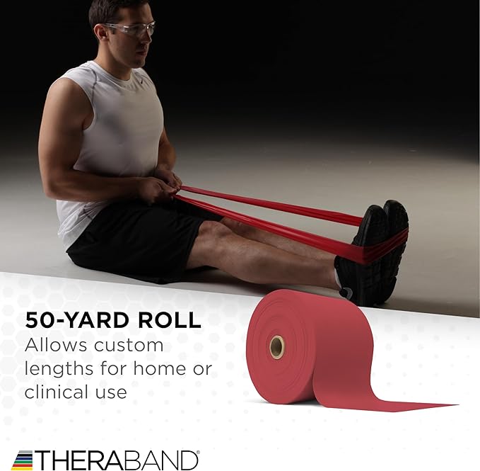 THERABAND Resistance Band, Black, Special Heavy, 50-Yard Roll, Latex Elastic Band for Exercise