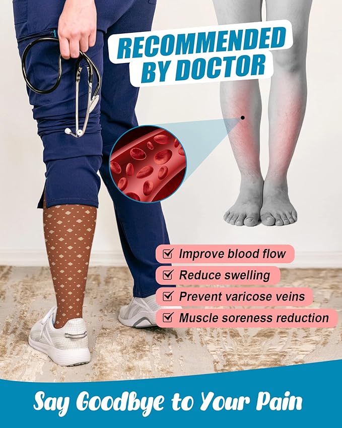 FuelMeFoot 6 Pairs Compression Socks for Women & Men 15-20mmHg Graduated Support Knee High Socks for Nurses, Travel, Athletic