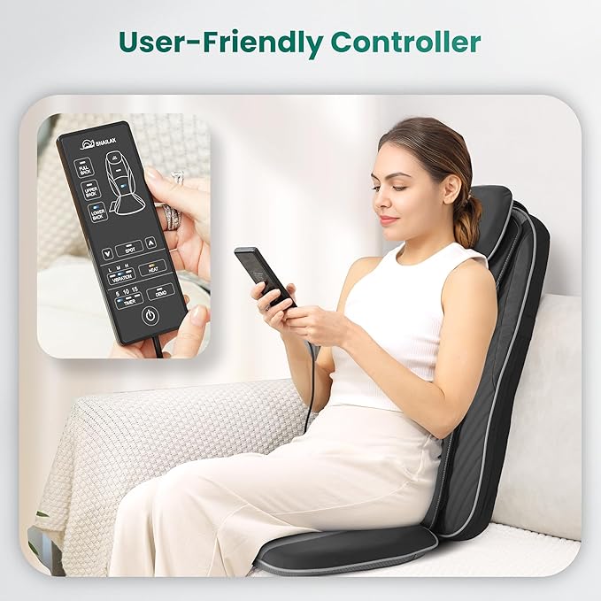 Snailax Back Massager with Soothing Heat, Upgraded Electric Deep Tissue Kneading Full Body Massage Chair for Back Pain, Home, Office Use, Gifts for Men, Women