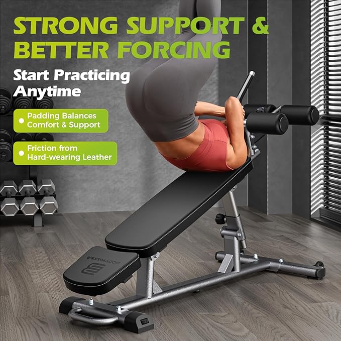 Semi-Commercial Sit-Up Bench with Reverse Crunch Handle for Ab & Core Workout and Decline Bench Press, Adjustable Weight Bench Press Set with 4 Adjustable Heights for Home Gym Strength Training