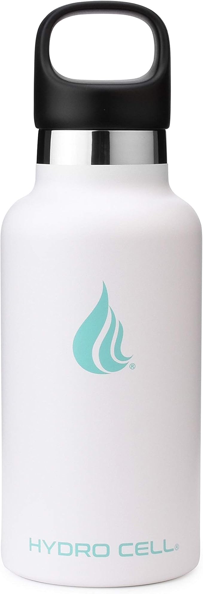 HYDRO CELL Stainless Steel Water Bottle with Straw & 2 Standard Mouth Lids (32oz 24oz 20oz 16oz) Keeps Liquids Hot or Cold w/Double Wall Vacuum Insulated Leak Proof Sport Design (White 16oz)