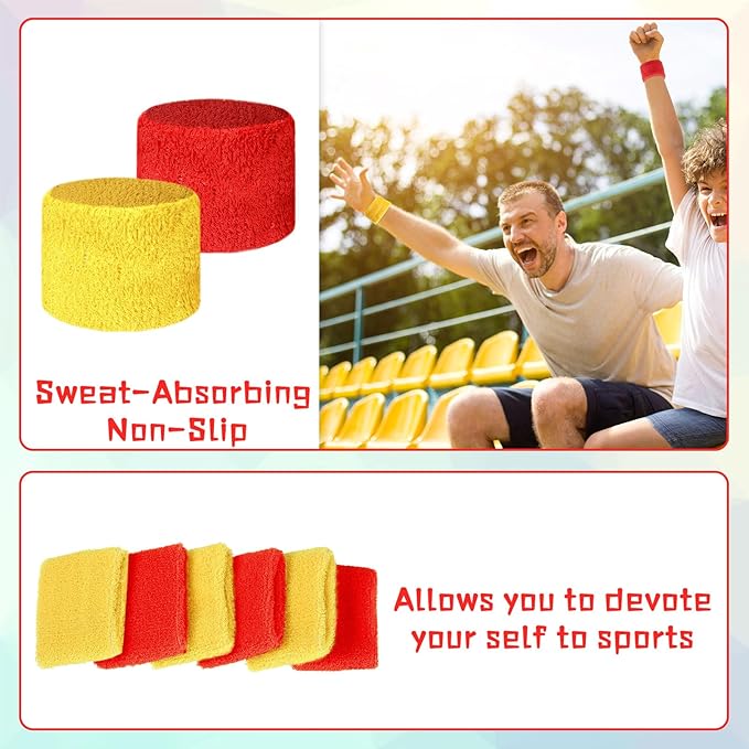 Leyndo 72 Pcs Wrist Sweatbands Bulk for Kids Field Day Cotton Terry Sweat Bands Sports Fan Wristbands Kids for Summer Camp Student Football Team Competition Party