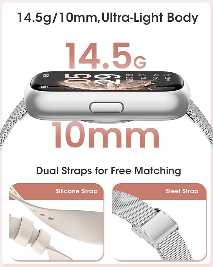 Slim Fitness Tracker, Smart Watches for Men/Women with Heart Rate/Blood Oxygen/Sleep Monitor, IP68 Waterproof Activity Trackers and Smart Watch for Phones with Step Tracker, Pedometer for Women Men