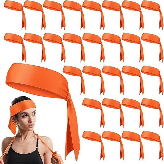 Hiboom 30 Pack Tie Headband Bulk Sports Tennis Head Tie Ninja Karate Tie Back Athletic Sweatbands Adjustable Hair Bands for Women Men Basketball, Football, Soccer, Running, Yoga Workout