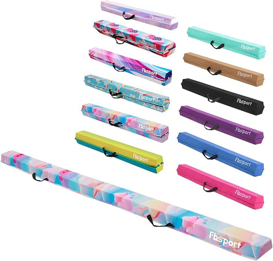 FBSPORT 8ft/6ft Balance Beam: Folding Floor Gymnastics Equipment for Kids Adults,Non Slip Rubber Base, Gymnastics Beam for Training, Practice, Physical Therapy and Professional Home Training
