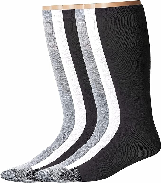 Diamond Star Men's 6 Pack Athletic Tube Socks Running Sports OVER THE CALF Full Cushioned Premium Soft Cotton Big and Tall