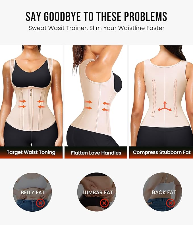 Junlan Waist Trainer for Women - Sauna Suit Sweat Vest for Working Out