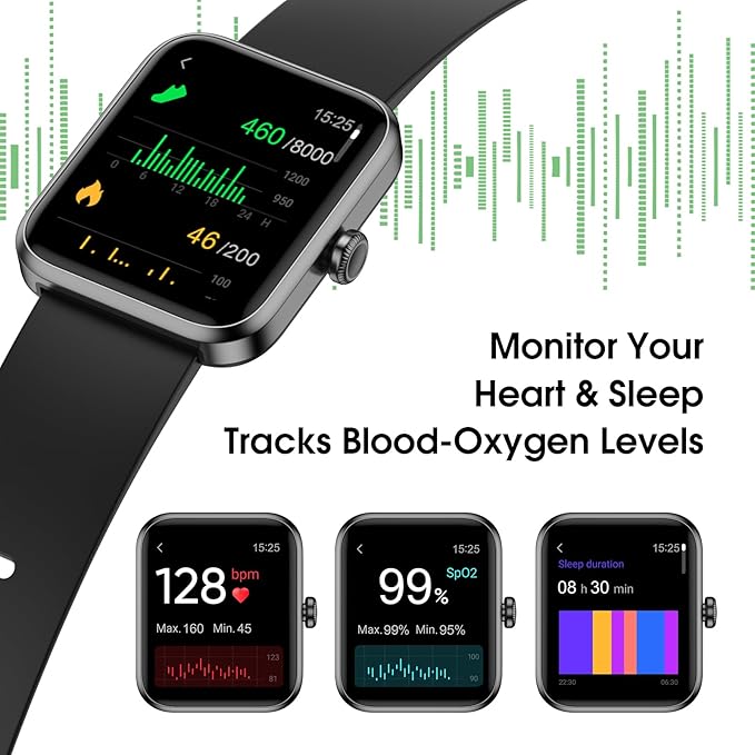 Smart Watch, Fitness Tracker with 45mm Touchcreen, Heart Rate Monitor, Blood Oxygen, Sleep Tracking Fitness Watch IP68 Waterproof Smartwatch for Women Men Compatible with Android iOS