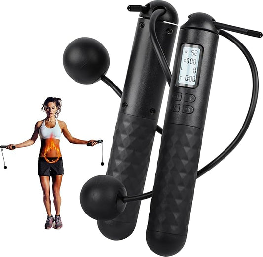 Skipping Rope with Counter, Cordless Jump Rope, Smart Weighted Jump Rope, Adjustable Digital Counting Jump Ropes, Cordless Weighted Jump Rope for Lose Weight, Burn Calories