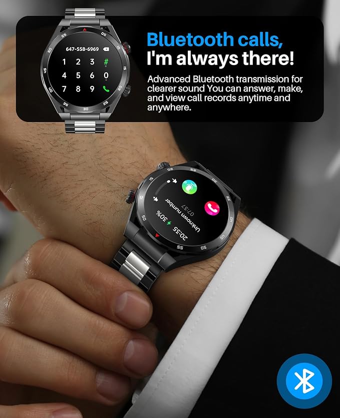 EarlySincere Smart Watches with Blood Pressure Monitor, IP67 Waterproof for Android iOS iPhone,1.39" HD Smartwatches for Men, Fitness Watch with Heart Rate/Sleep, Comes with replaceable silicone strap