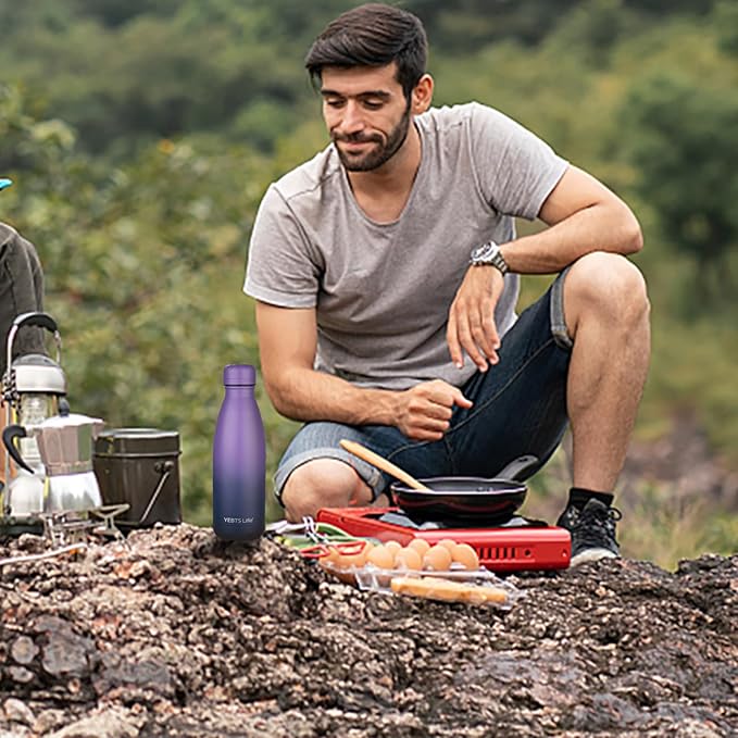 Insulated Water Bottle, 2 Pack-12oz Stainless Steel Water Bottles with straw lid, Metal Sports Water Bottles for Boys,Girls, Double Wall Vacuum BPA-Free Flask for Sports (Purple Ocean)