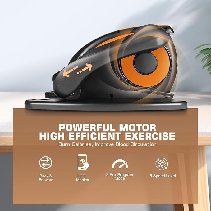 ANCHEER Under Desk Elliptical, Electric Ellipse Leg Exerciser While Sitting for Seniors Adults, Quiet Portable Motorized Seated Foot Pedal Exerciser with Remote Control for Home Office Use