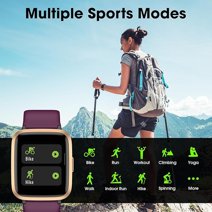 Smart Watch, Fitness Tracker with Touchscreen, Heart Rate Monitor, Blood Oxygen, Sleep Tracking Fitness Watch 5ATM Waterproof Smartwatch for Women Men Pedometer Step Calories for Android iOS