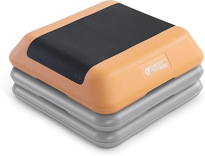 Circuit Fitness by Marcy 16 x 16 inches Adjustable Height Aerobic Step Platform with Adjustable Risers, Non-Slip Rubber Surface, Home Exercise Fitness Training, Multiple Color Options
