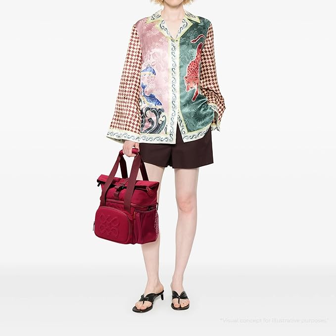 Dual Compartment Insulated Lunch bag, with 2 Leakproof Compartments & Roll-top, 13L lunchbox for work (Burgundy)