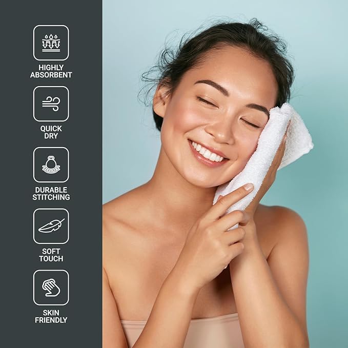 Infinitee Xclusives Luxury Wash Cloths for Showering [13x13] – 100% Cotton Washcloths [Pack of 4], Soft and Absorbent Face Towels for Bathroom Wash Clothes, Gym, and Spa (Cosmic Sand)