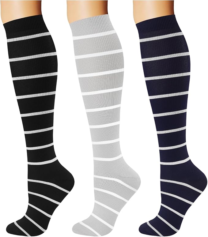 Breslatte Compression Socks for Women Men 10-14 mmHg Circulation Knee High Athletic Support Socks Running Travel Daily
