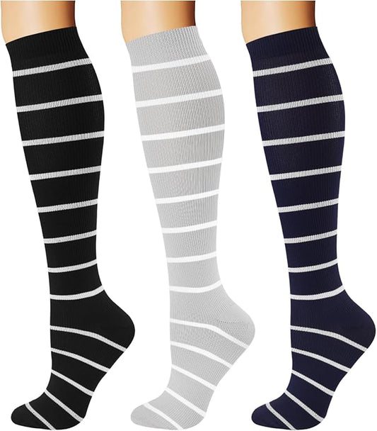 Breslatte Compression Socks for Women Men 10-14 mmHg Circulation Knee High Athletic Support Socks Running Travel Daily