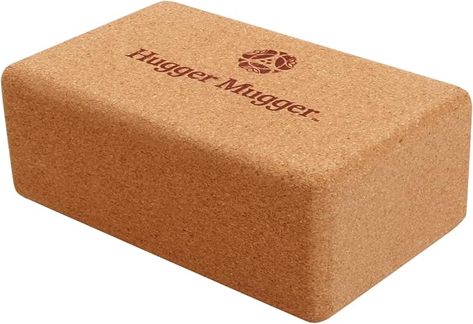 Hugger Mugger Cork Yoga Block - Naturally Grippy Texture, Durable, Made from Renewable Cork, Rounded Edges for Comfort, Great for Sweaty Hands BL-CORK