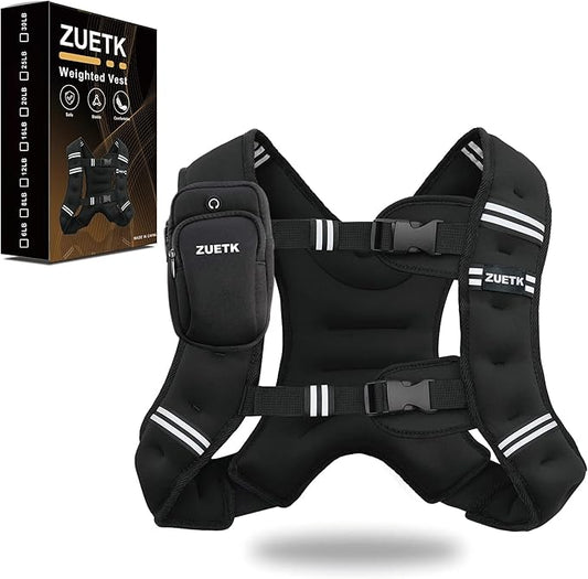 Weighted Vest, 6lb/8lb/12lb/16lb/20lb/25lb/30lb Weight Vest with Reflective Stripe, Weighted Vest for Men Women Workout Equipment for Strength Training, Running, Jogging, Fitness, Weight Loss